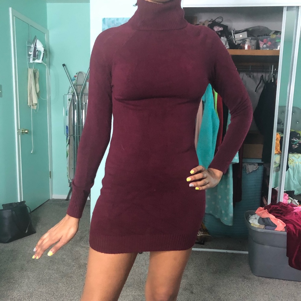 Burgundy sweater dress